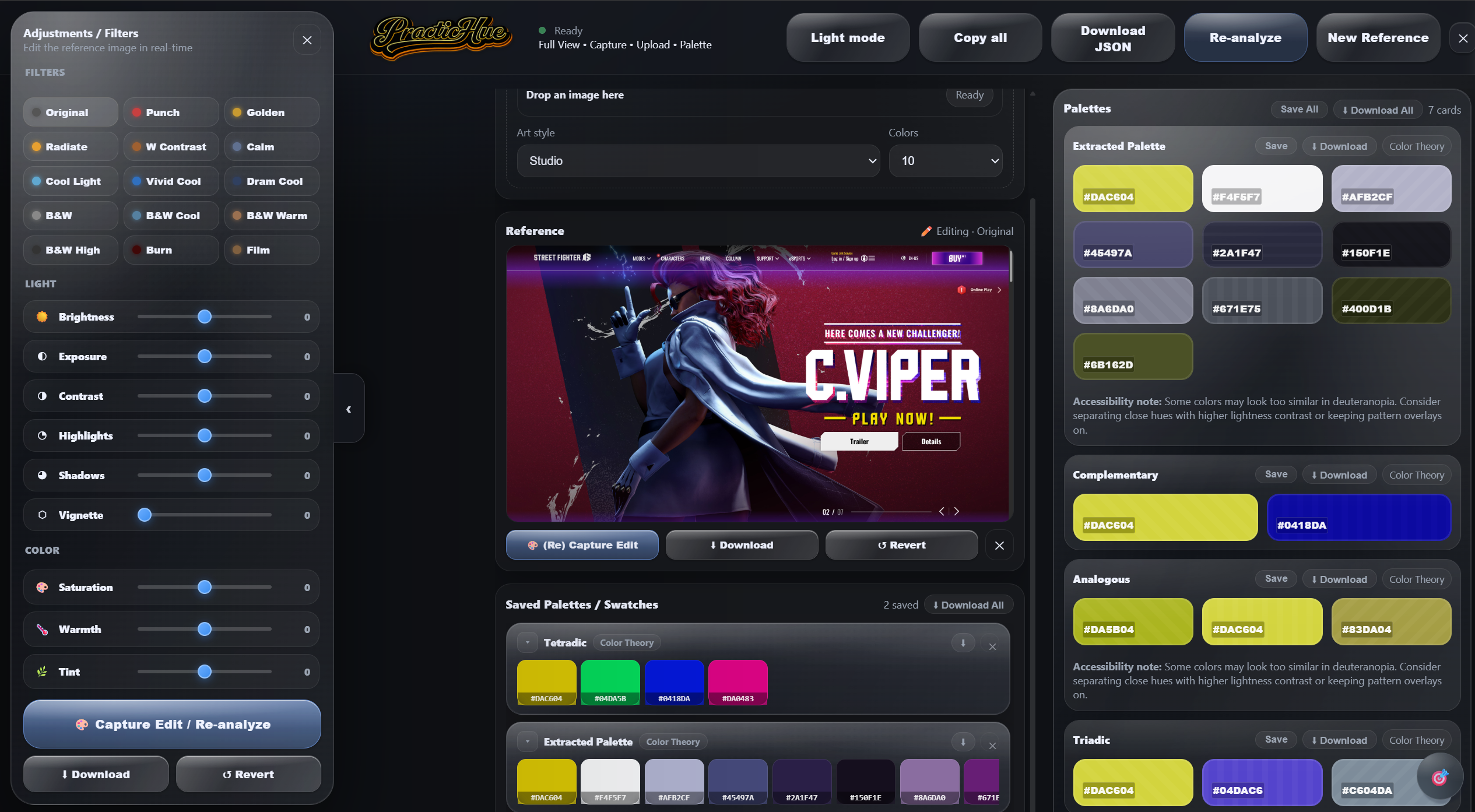 PracticHue swatch variations